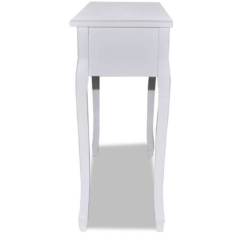 Sidetable – Consoletafel – Wandtafel – Haltafel – Dressoir – 3 Ruime Laden – Stevig Hardhouten Frame – Strak Wit Afgewerkt