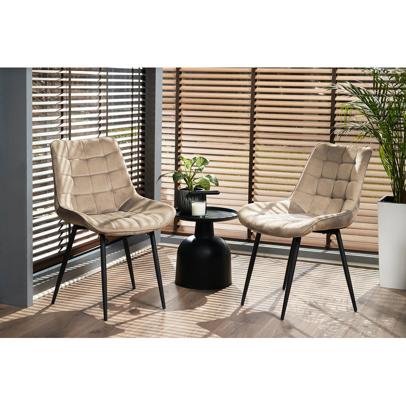 Beige Stoel – Fauteuil – Eetkamerstoel – Zitstoel – Lounge Stoel – Velvet Bekleding – Metalen Poot – Hoogte 83 cm – Draaggewicht 130 kg