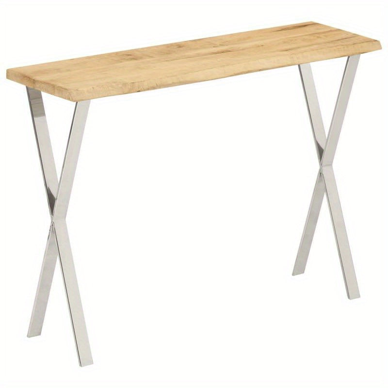 Wall Table with Natural Edge, Measuring 105X33X76 Cm, Made of Solid Mango Wood, Standing Shelf