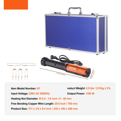 Inductieverwarmer – Magnetische Verwarmer – Boutenverwijderaar – Handheld Heater – Inductie Verwarming – 1 kW Vermogen – Hittebestendige Thermoplast Behuizing