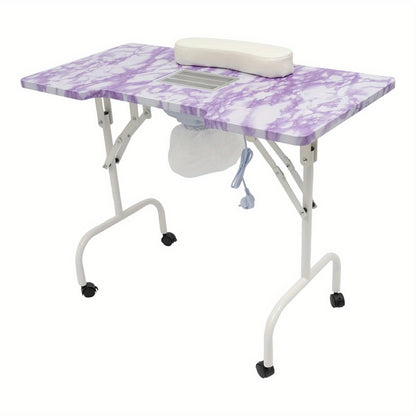 Manicure Tafel – Nageltafel – Nagel Salon Tafel – Opvouwbare Nageltafel – Mobiele Manicuretafel – Met Stofafzuiging – Groot Werkoppervlak 95x48x72,5 cm – Draagbaar en Stevig