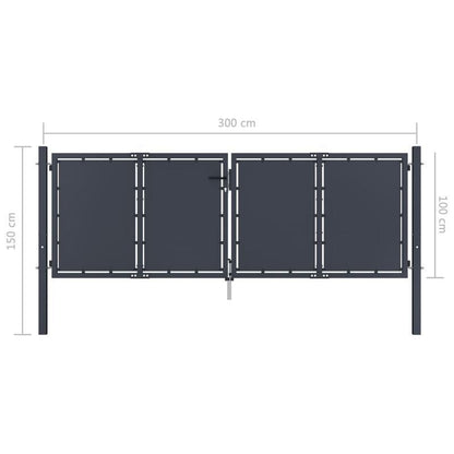 Tuinpoort – Tuindeur – Hekpoort – Schuttingdeur – Poort – Staal – 300x100 cm – Antraciet – Weerbestendig – Modern Design