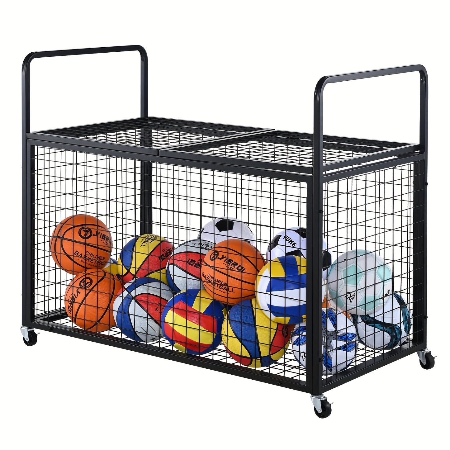 Ballenwagen – Ballenkar – Ballenrek – Balcontainer – Ballenbox – Dubbel Laags Opbergwagen – Stevig Metalen Frame – 114x61x64 cm – Met Wielen En Afsluitbaar