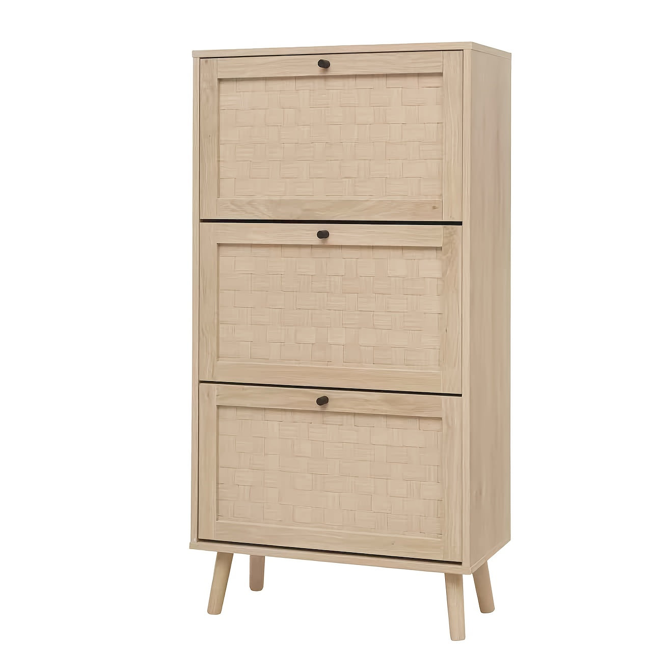 Modern Shoe Cabinet - Heavy-Duty Metal Construction, Freestanding Entryway Organizer with Spacious Three-Tier Shelves, No Assembly Required, Ideal for Hallway, Living Room, Office - Space-Saving Vertical Storage Solution, Hal