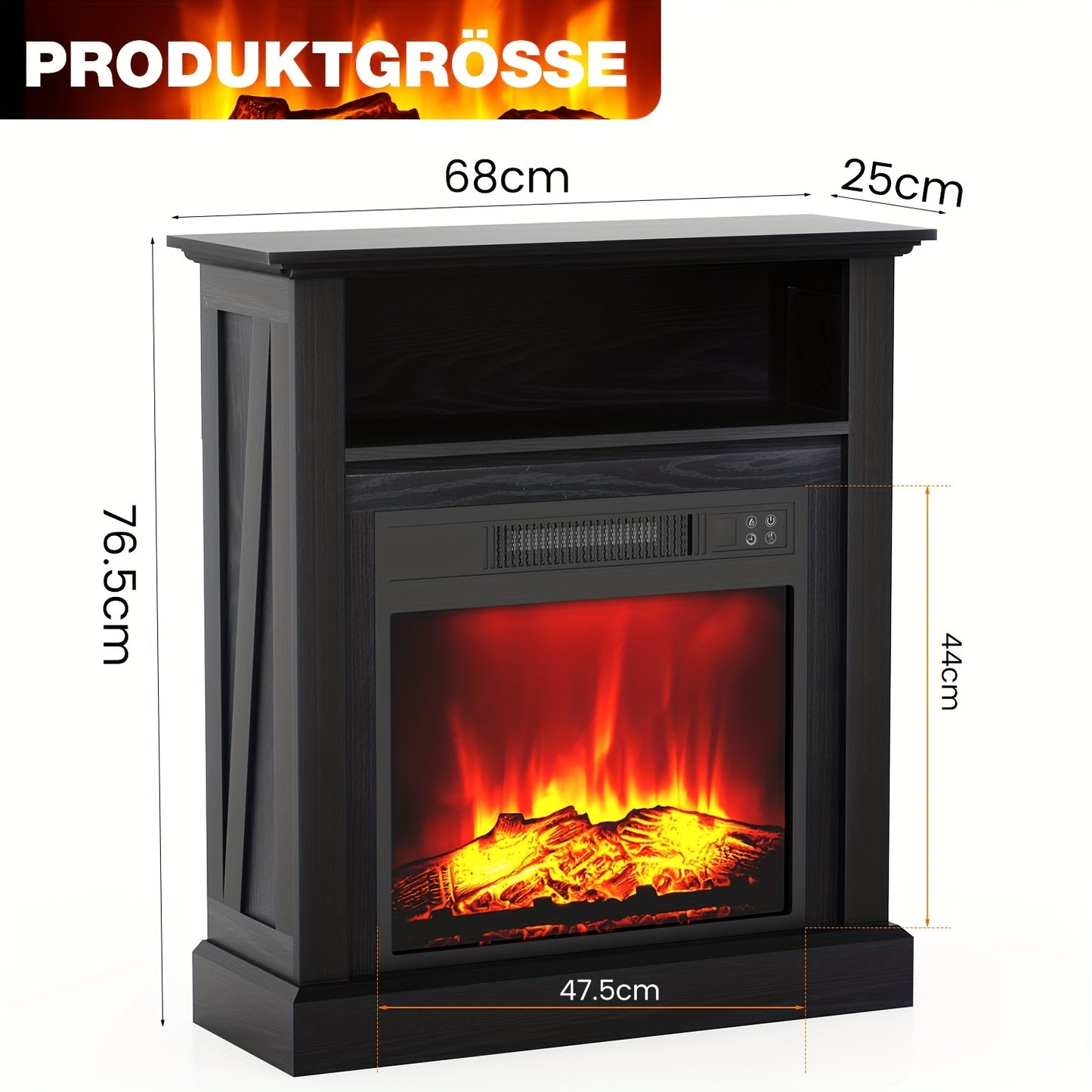 Elektrische Haard – Vuurtafel – Haardkachel – Sfeerkachel – Vuurkorf – Realistisch 3D Vlammenbeeld – Verwarming 1800-2000W voor 30 m² – Vrijstaand Zwart Met Mantel
