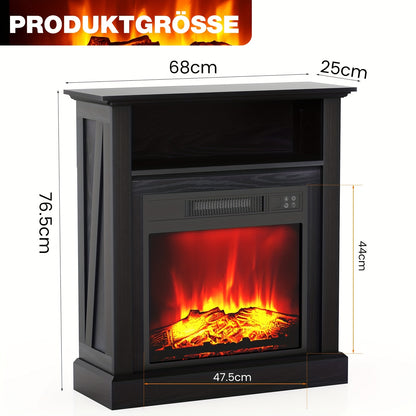Elektrische Haard – Vuurtafel – Haardkachel – Sfeerkachel – Vuurkorf – Realistisch 3D Vlammenbeeld – Verwarming 1800-2000W voor 30 m² – Vrijstaand Zwart Met Mantel