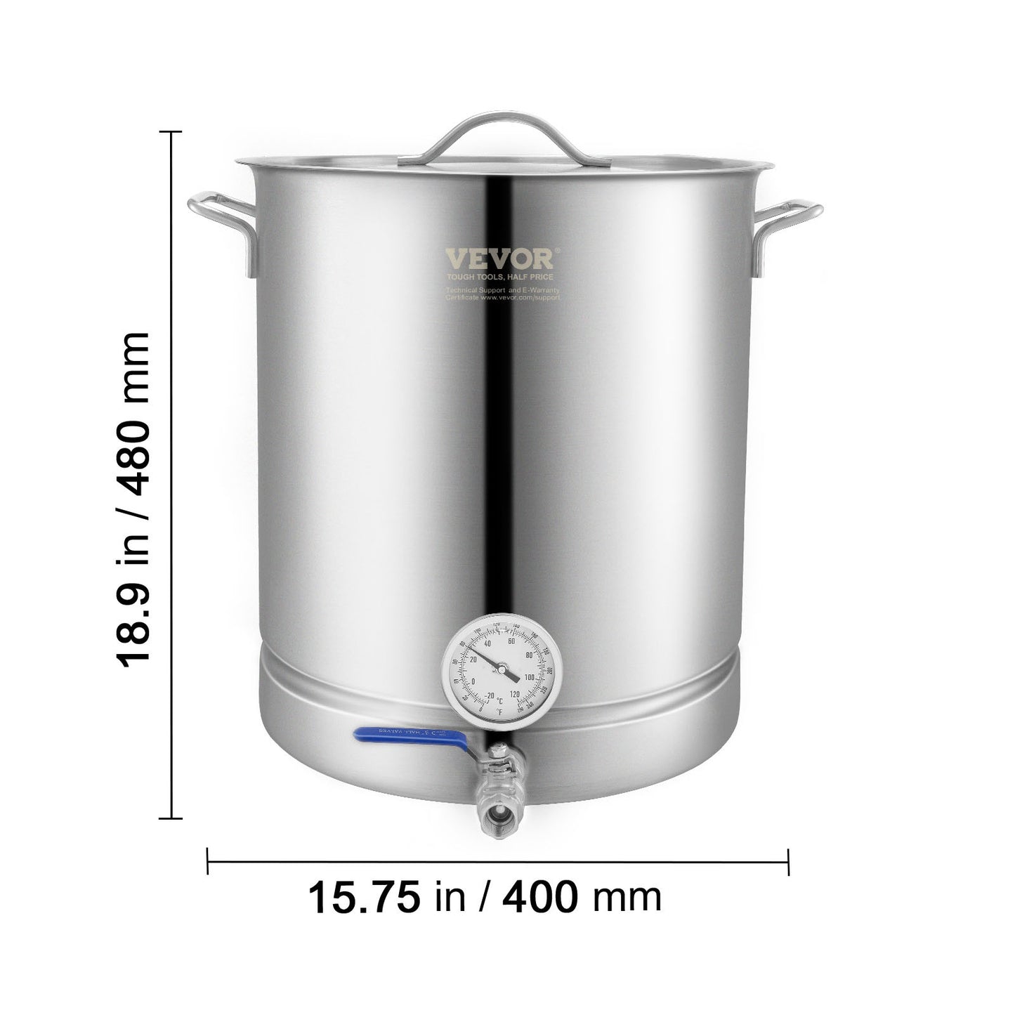 Brouwketel – Brouwpan – Maischketel – Bierbrouwketel – Fermentatieketel – 60 Liter Capaciteit – Roestvrij Staal Tri Ply Bodem