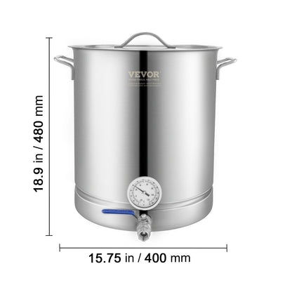 Brouwketel – Brouwpan – Maischketel – Bierbrouwketel – Fermentatieketel – 60 Liter Capaciteit – Roestvrij Staal Tri Ply Bodem