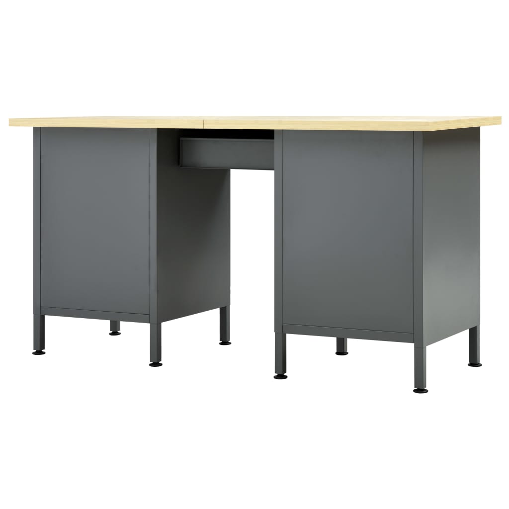 Werkbank – Werktafel – Klusbank – Werkbank Met Laden – Zwarte Werkbank – Stalen Frame – 160x60 cm Werkblad – 6 Laden Met Kogelgelagers