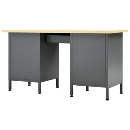 Werkbank – Werktafel – Klusbank – Werkbank Met Laden – Zwarte Werkbank – Stalen Frame – 160x60 cm Werkblad – 6 Laden Met Kogelgelagers