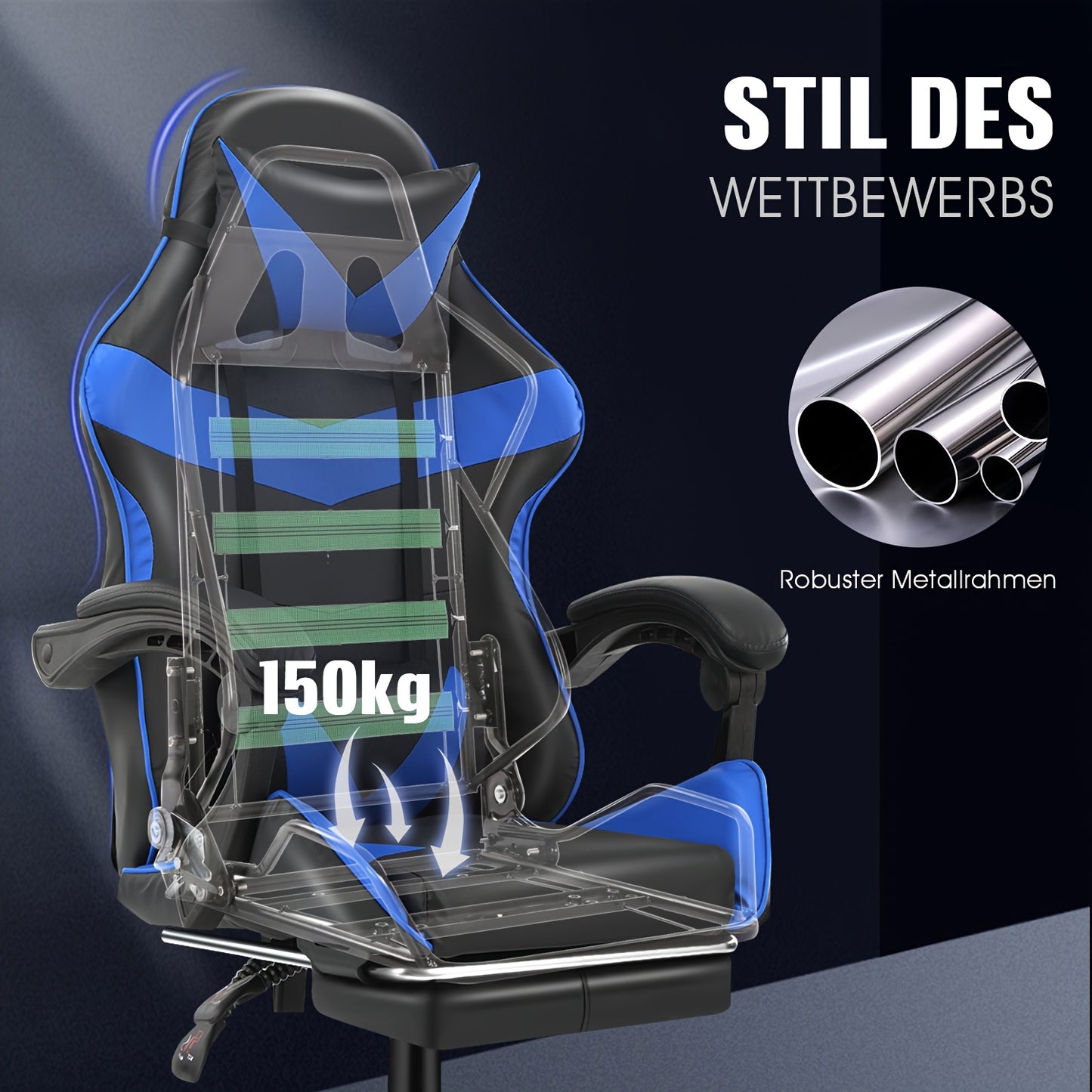 Gamingstoel – Gamestoel – Gaming Chair – Bureaustoel – Game Stoel – Ergonomisch – Verstelbare Hoogte & Voetsteun – 360° Draaibaar Met Rug- en Nekondersteuning – Zwart/ Rood