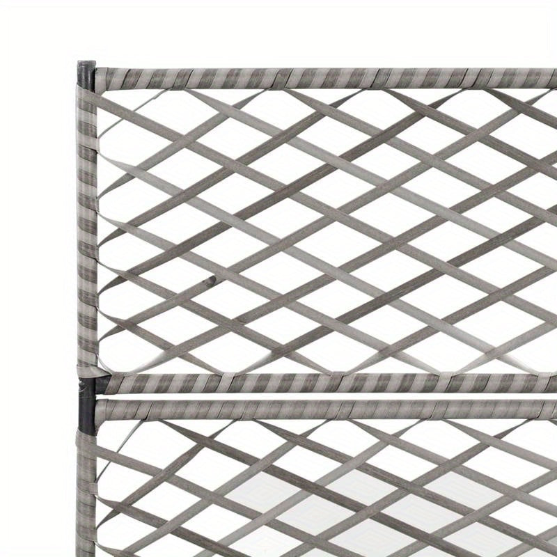 Raised Bed Met Klimrek – Bloembak – Plantenbak – Tuinbak – Bloemenbak – Polyrattan Materiaal – Inclusief 2 Verwijderbare Potten – Grijs