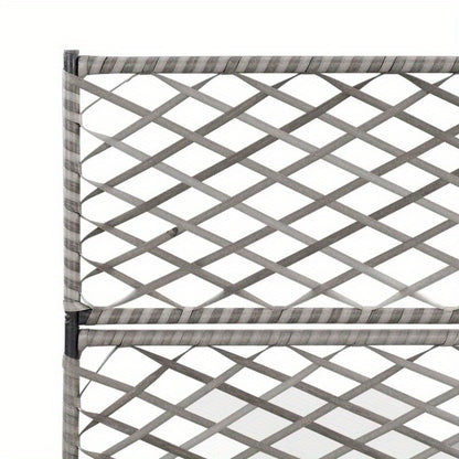 Raised Bed Met Klimrek – Bloembak – Plantenbak – Tuinbak – Bloemenbak – Polyrattan Materiaal – Inclusief 2 Verwijderbare Potten – Grijs