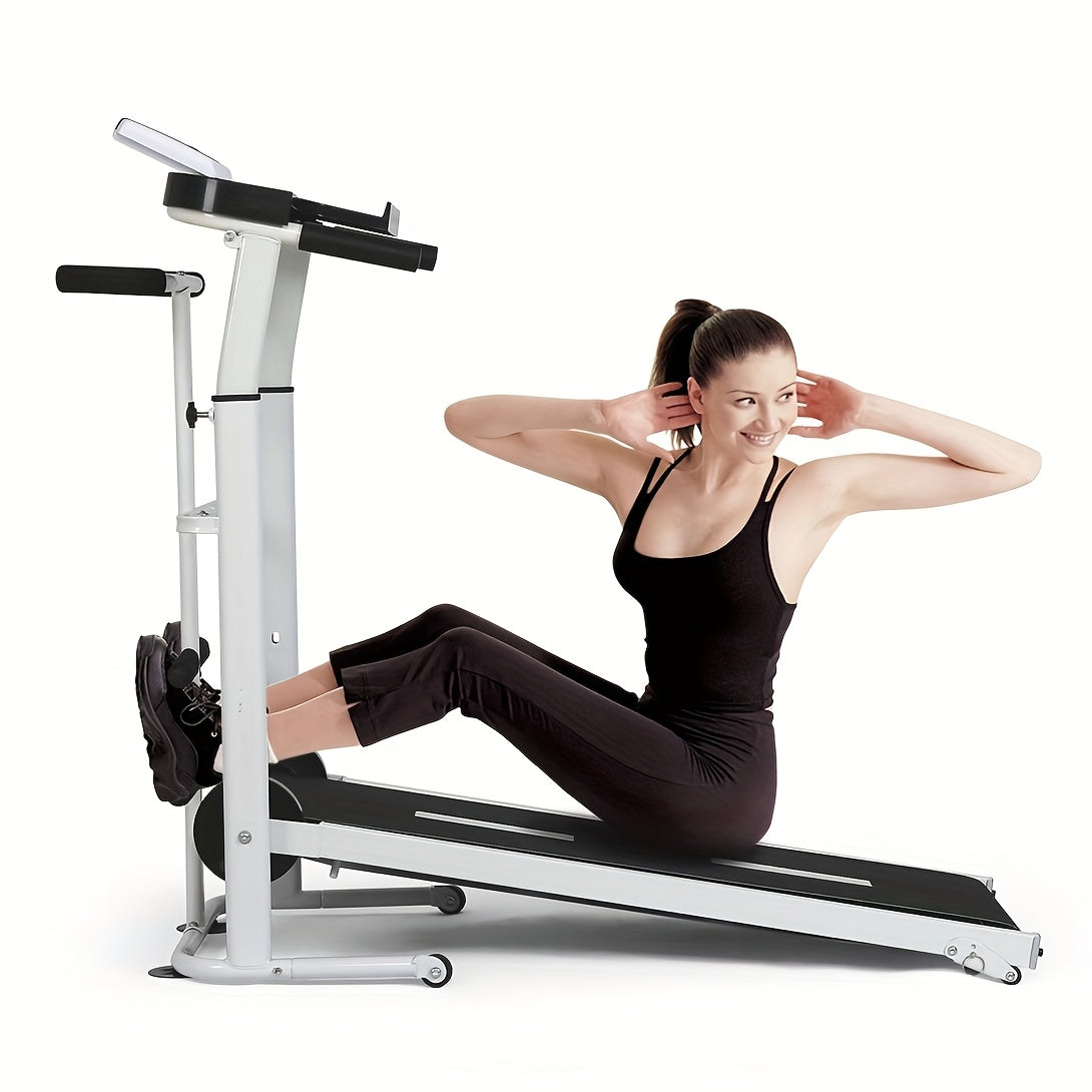 Homelikesport Manual Treadmill Foldable Non-Electric Machine with Twin Flywheels, Speed/Distance Tracker & Step Counter, Heavy-Duty Jogging Belt for Home Gym, Easy Assembly, Portable Walking/ Equipment for all Fitness