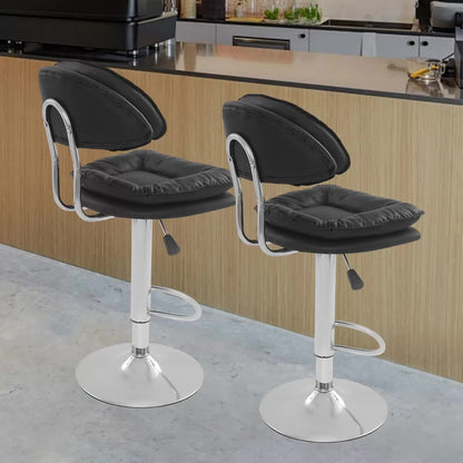 Verstelbare Kruk – Barkruk – Salonstoel – Werkkruk – Barstoel – Set Van 2 Zwart – Met Voetsteun – Ergonomisch Design – Verstelbare Hoogte 62-82 cm
