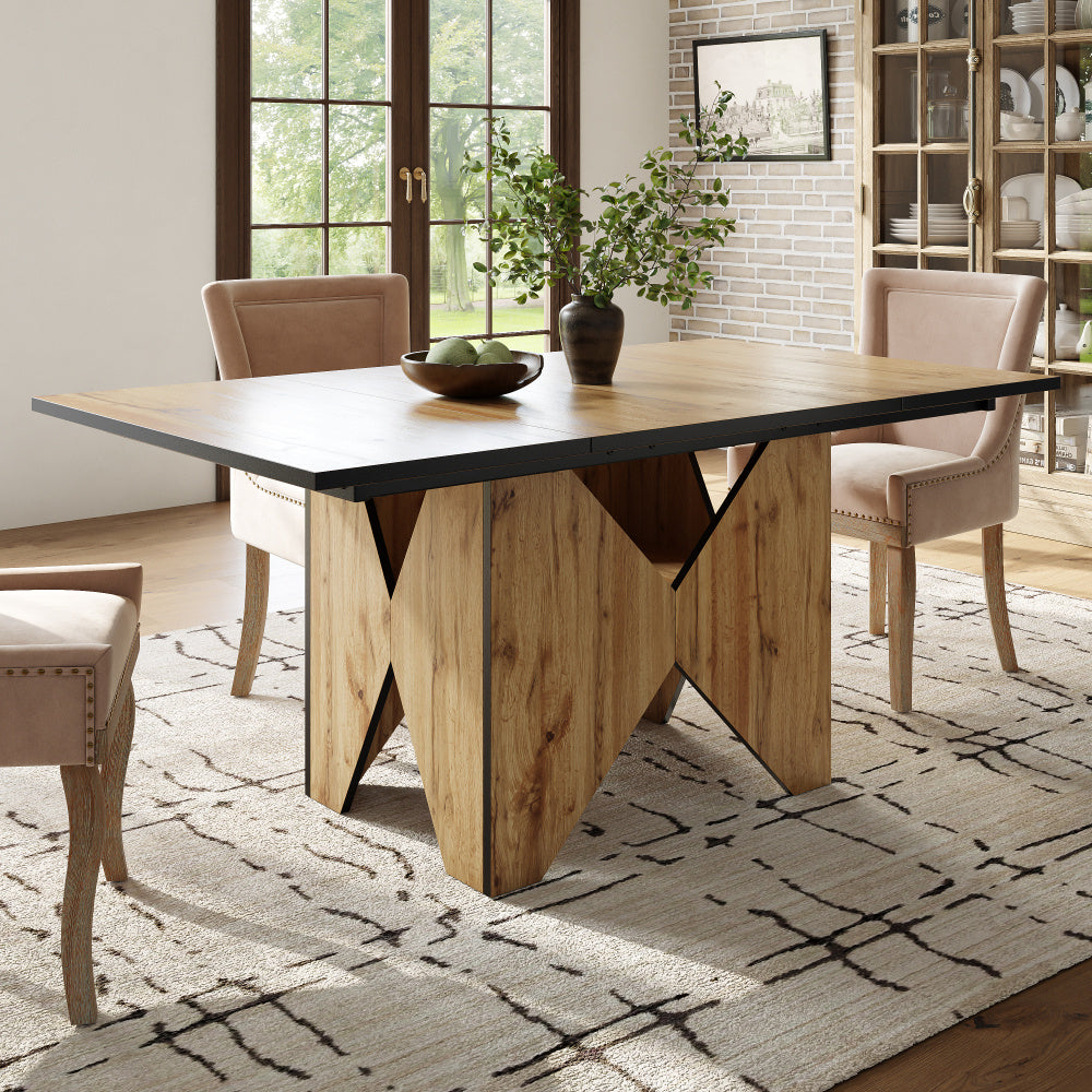 Moderne Houten Eettafel – Keukentafel – Bistrotafel – Ontbijttafel – Tafel 4-6 Personen – Lichtbruin Hout – Volledig Gemonteerd – Compact Formaat 138,5x80x75 cm