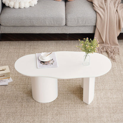 Witte Salontafel – Bijzettafel – Koffietafel – Tafel – Modern Meubel – Onregelmatig Ontwerp – 100 cm Lang MDF