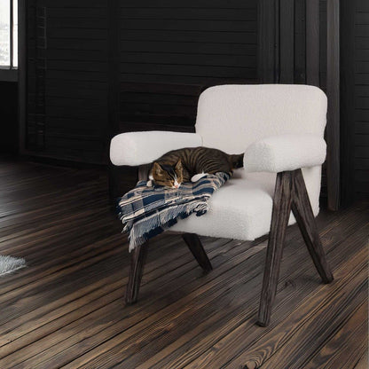 Fauteuil – Armstoel – Lounge Stoel – Relaxfauteuil – Leunstoel – Massief Parawood – Waterafstotende Bouclé Bekleding