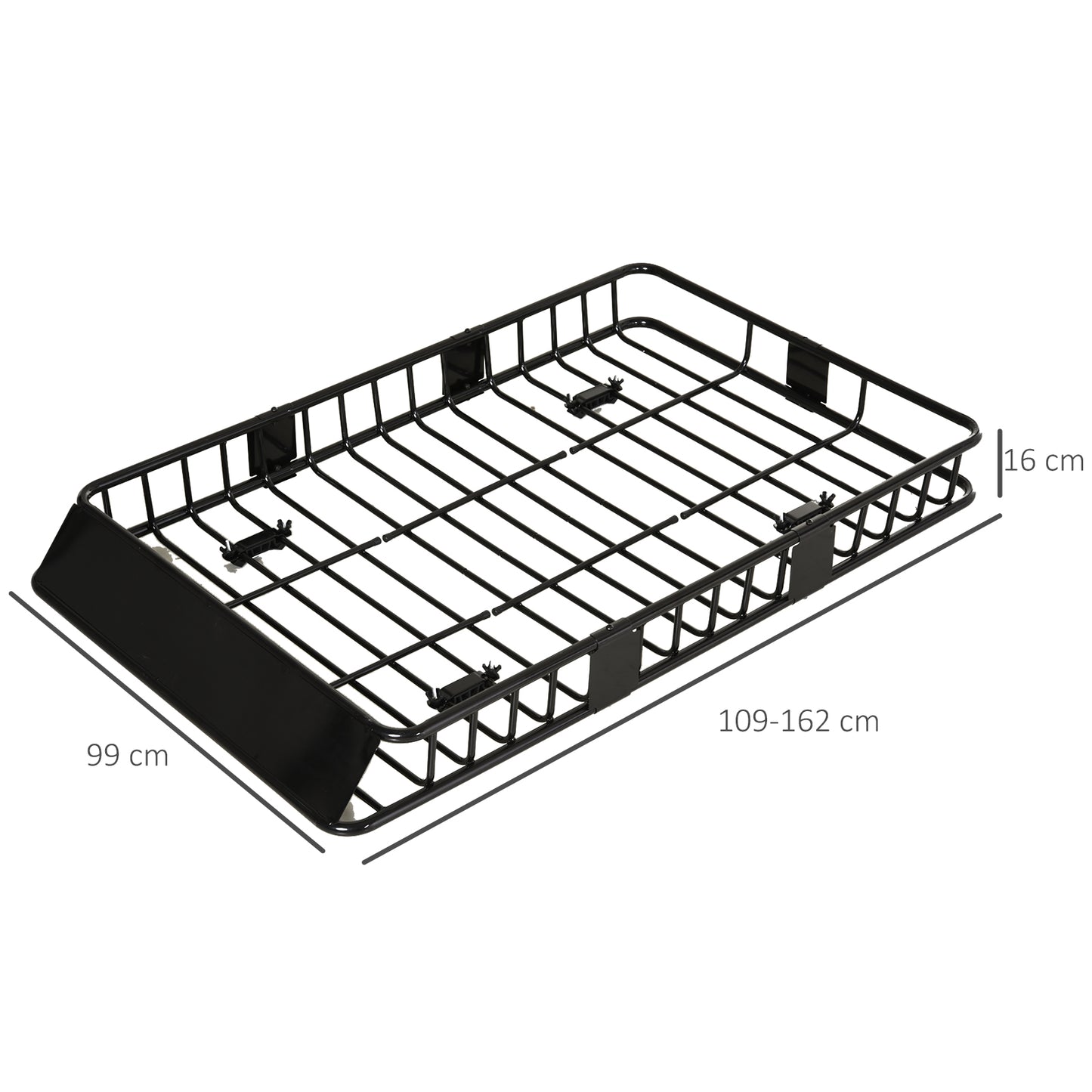 Dakkofferrek – Dakkofferdrager – Dakdrager – Bagagerek – Autodrager – Verstelbaar 109-162 cm – Max. 100 kg Staal Zwart