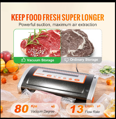 Vacuümsealer Machine - Vacuümsealer - Vacuümmachine - Vacuümsealer Foodsaver - Foodsaver - 130W - 80Kpa - voor het bewaren van droge en vochtige levensmiddelen Automatisch en handmatig luchtsealsysteem