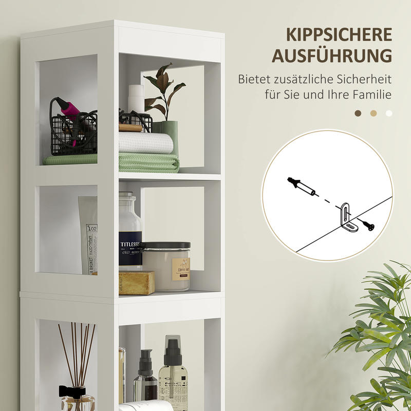 Compact MDF Freestanding Bathroom Shelf with 2 Drawers & 3 Open Shelves - Space-Saving Modern Bathroom Cabinet with Black Knobs, Moisture-Resistant Storage Organizer for Small Bathrooms, No Installation Required, Sturdy MDF C
