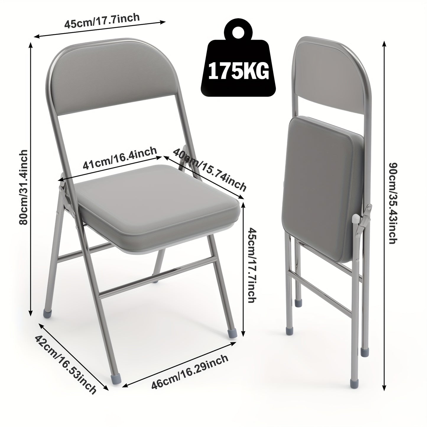 Inklapbare Stoelen – Vouwstoelen – Kantinestoelen – Klapstoelen – Vergaderstoelen – 4-delige Set – PU Gevoerd – Stevig Metalen Frame – Ruimtebesparend Design – Geschikt Voor Binnen & Buiten