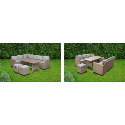 Loungeset Tuinset Hoekbank Terrasmeubilair Buitenbank Loungestoel – Weerbestendig PE Technorattan – Verstelbare Modulair Ontwerp Met Wasbare Kussens