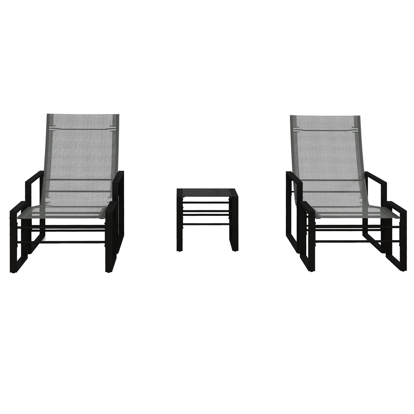 Loungeset – Tuinmeubilair – Buitenmeubels – Balkonset – Terrasstoel – Compact en Weerbestendig – Comfortabel Grijs Mesh