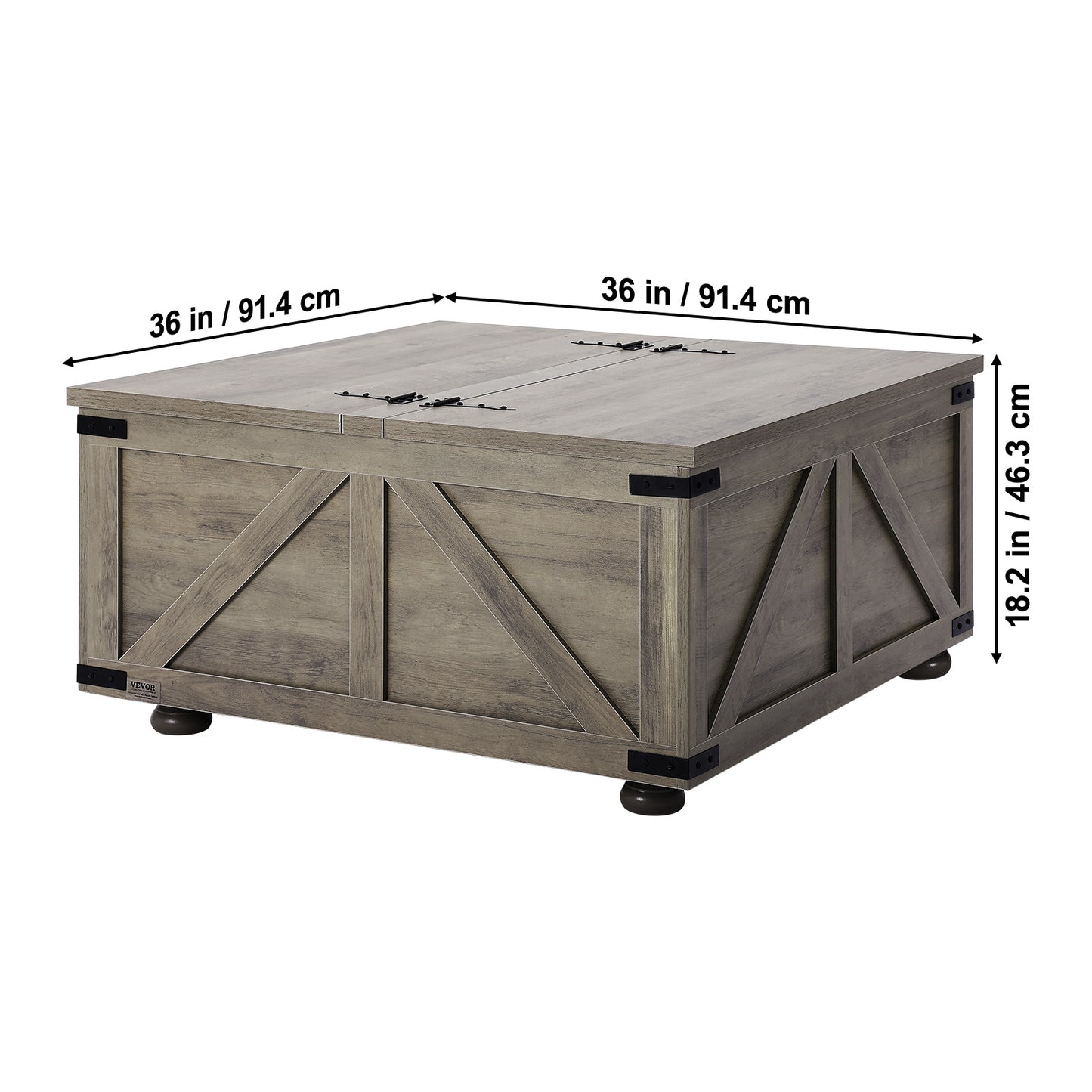 Salontafel – Koffietafel – Woonkamertafel – Bijzettafel – Landelijke Tafel – Flip-Top Design – Grote Verborgen Opbergruimte – Massief Hout – Beige