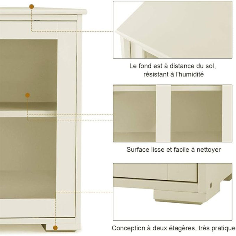 Dressoir – Buffet – Opbergkast – Ladekast – Keukenkast – Schuifdeuren van Gehards Glas – Verstelbare Plank in 3 Posities – 107 x 33 x 64 cm