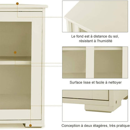 Dressoir – Buffet – Opbergkast – Ladekast – Keukenkast – Schuifdeuren van Gehards Glas – Verstelbare Plank in 3 Posities – 107 x 33 x 64 cm