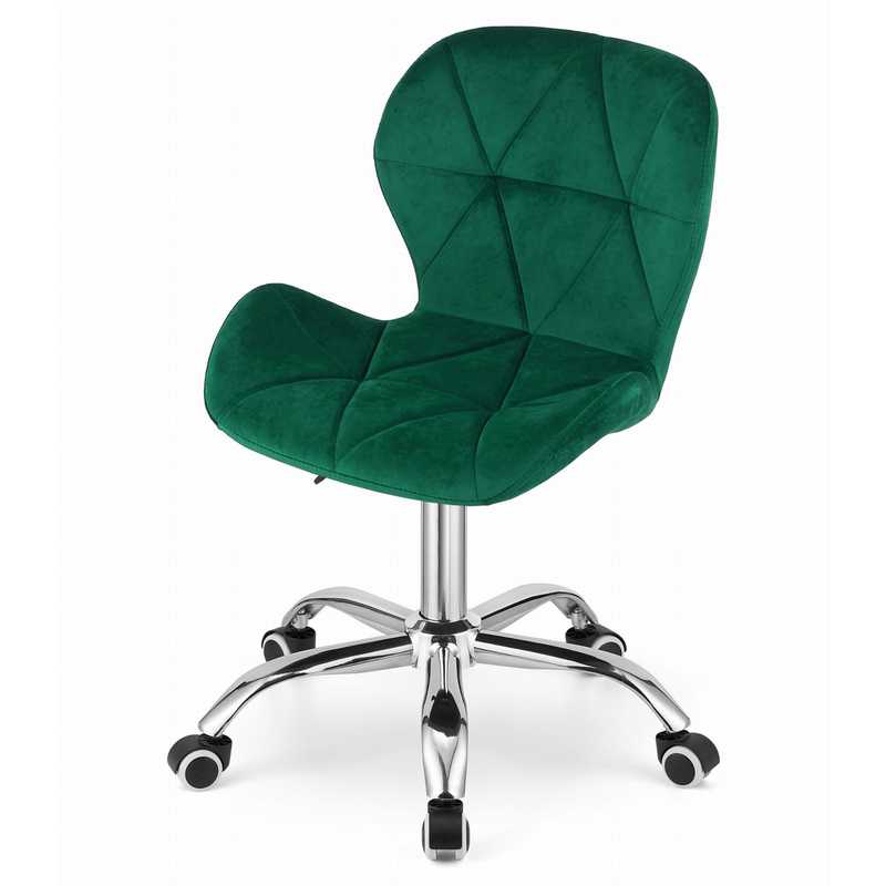 Bureaustoel – Draaifauteuil – Office Chair – Stoel – Bureau Stoel – Donkergroen Velvet – Verstelbare Zithoogte – Verchroomde Basis