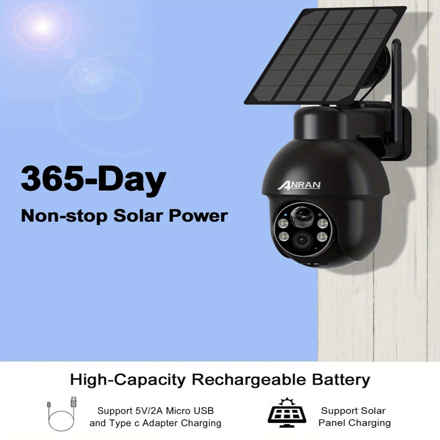 Beveiligingscamera – Solar Camera – Draadloze Camera – Outdoor Camera – IP Camera – 2 Stuks – 360° Pan & Tilt – Full-Color Nachtzicht