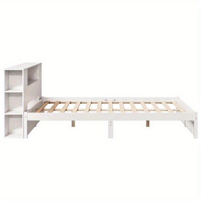 Bedframe – Boekenkastbed – Bed – Eenpersoonsbed – Opbergbed – Modern Wit – Stevig Dennenhouten Frame – 120x200 cm – Eenvoudige Montage