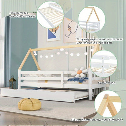 Staalbed – Metaalbed – Gastbed – Uittrekbed – Enkelsbed – Pull-Out Rolling Bed – Ruimtebesparend Design – Inclusief Dakconstructie