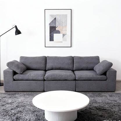 Wolkvormige Modulaire Bank – Slaapbank – Zitzak – Loungeset – Modulair Meubel – Grijs – Zachte Chenille Bekleding – Diepe Zitting