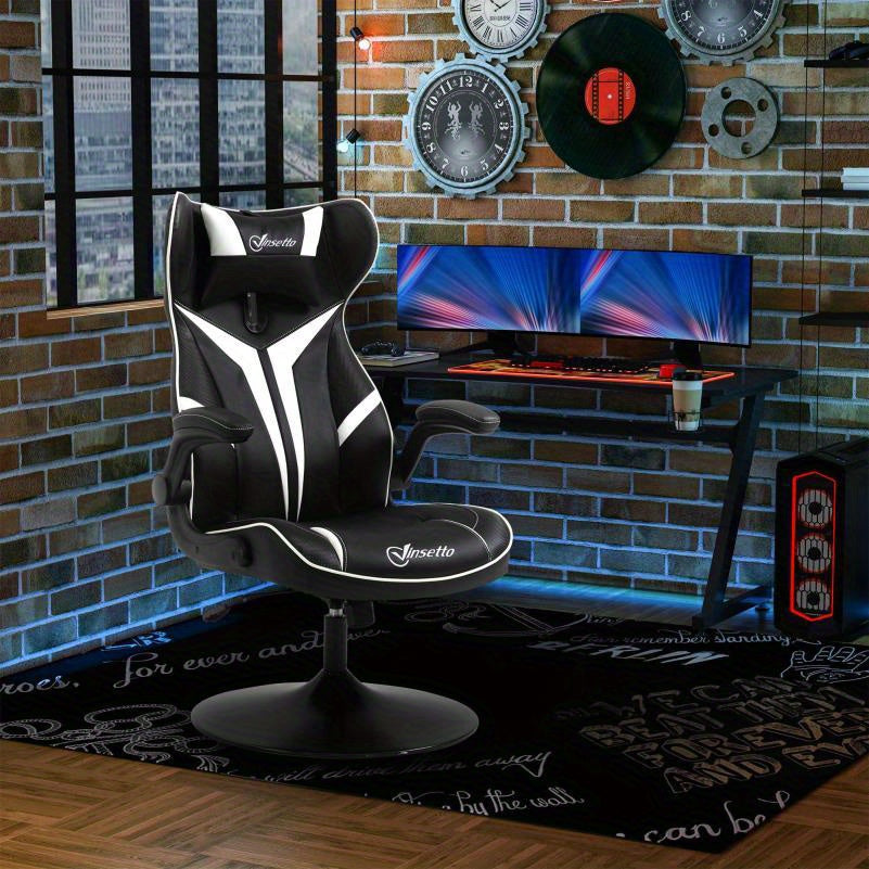 Gamingstoel – Gamerstoel – Bureaustoel – Kantoorstoel – Werkstoel – Ergonomisch Design – Draaibare Basis & Verstelbare Hoogte – Stalen Frame & Kunstleer – Geschikt Voor Harde Vloeren