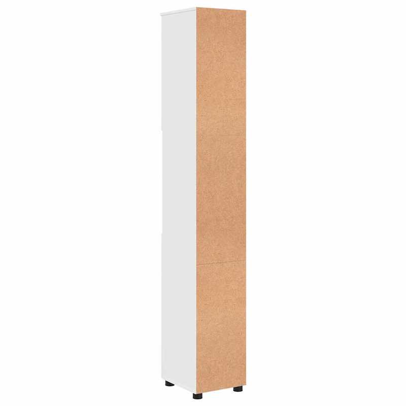 Hoge Badkamerkast – Smalle Opbergkast – Badkamerkast Wit – Verticale Kast – Toiletkast – Ruimtebesparend Design – MDF Met Hout – Vrijstaand En Functioneel