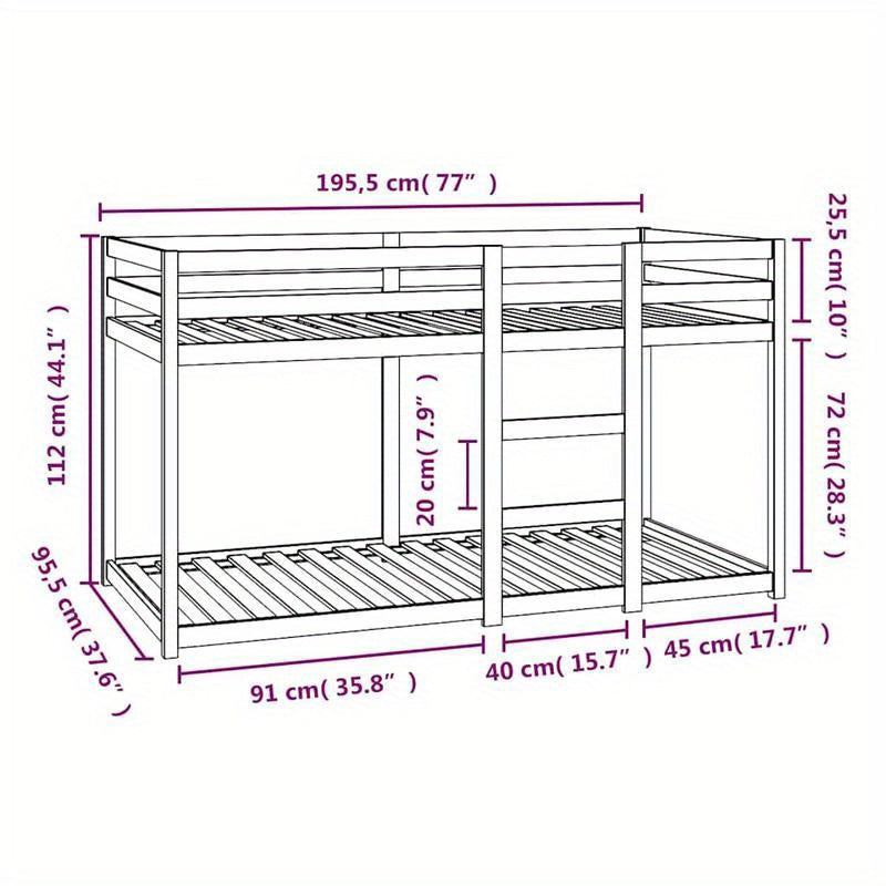 Stapelbed – Hoogslaper – Zolderbed – Bunkbed – Kinderbed – Massief Grenenhout – 90x190 cm – Stevige Robuuste Constructie – Veiligheid Met Ladder