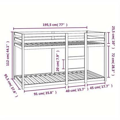 Stapelbed – Hoogslaper – Zolderbed – Bunkbed – Kinderbed – Massief Grenenhout – 90x190 cm – Stevige Robuuste Constructie – Veiligheid Met Ladder
