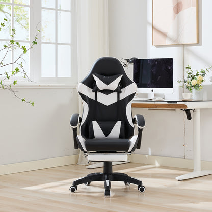 Gamingstoel – Gamestoel – Gaming Chair – Game Stoel – Bureaustoel – 360° Draaibaar – Echt Leder Met Voetsteun