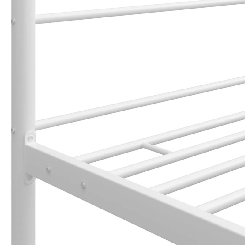 Modern White Metal Four-Poster Bed Frame with Curved Headboard & Footboard - Twin Size (90x200cm), Sturdy All-Metal, Easy Assembly, Low-Maintenance Minimalist Bed for,, Small s - Durable Non-Wood Furniture