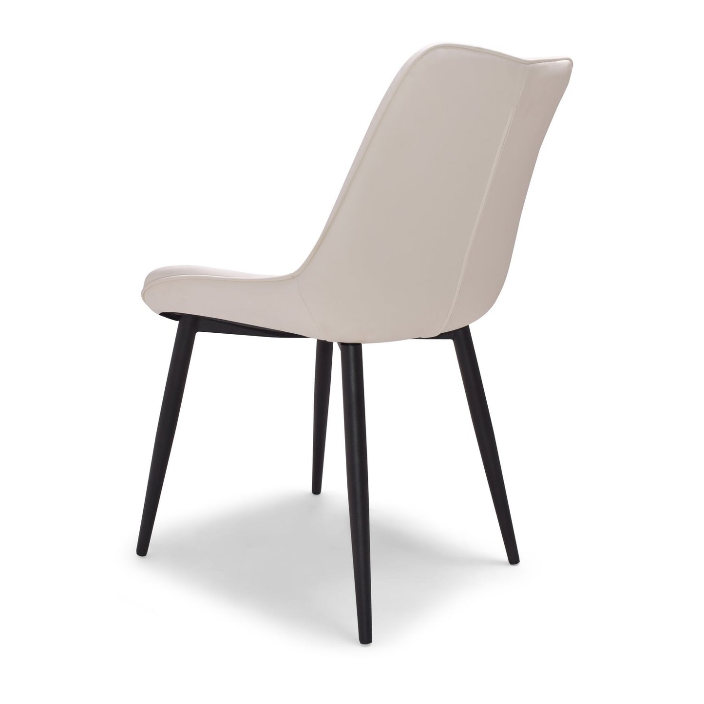 Stoelen – Eetkamerstoelen – Design Stoelen – Kunstleren Stoelen – Set Van 2 – Crème Kleur – Zwart Stalen Frame – Comfortabel Breed Zitvlak