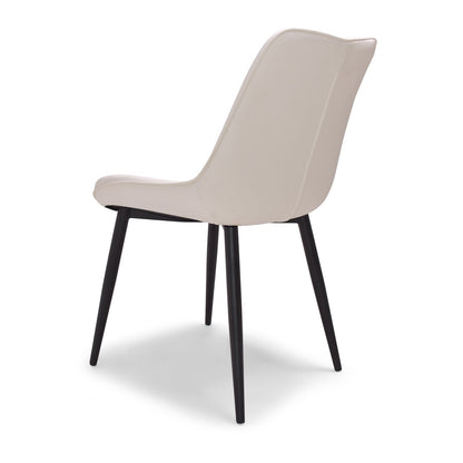 Stoelen – Eetkamerstoelen – Design Stoelen – Kunstleren Stoelen – Set Van 2 – Crème Kleur – Zwart Stalen Frame – Comfortabel Breed Zitvlak