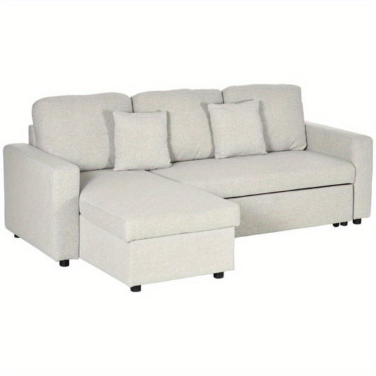 L-vormige Hoekslaapbank – Slaapbank – Hoekbank – Bankbed – 2-zits Sofa – Met Opbergruimte – Dik Foam – Metaal en Hout Frame
