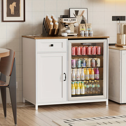 Modern Wit Keukenkastje – Keukenmeubel – Opbergkast – Mini Koelkast Kast – Koffiehoek Kast – Verstelbare Planken – Nis Voor Mini Koelkast 53x52x88 cm