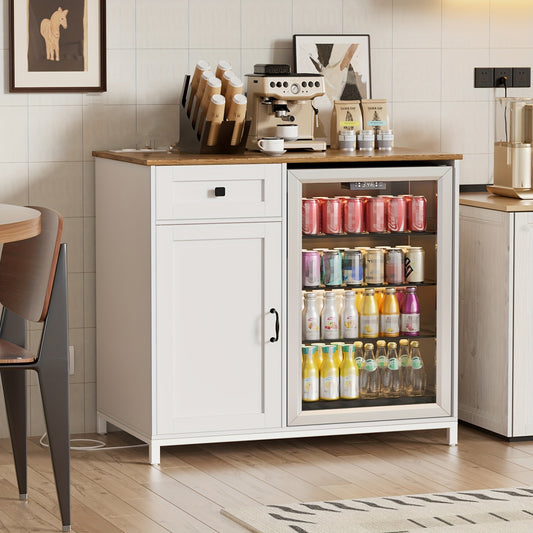 Modern Wit Keukenkastje – Keukenmeubel – Opbergkast – Mini Koelkast Kast – Koffiehoek Kast – Verstelbare Planken – Nis Voor Mini Koelkast 53x52x88 cm