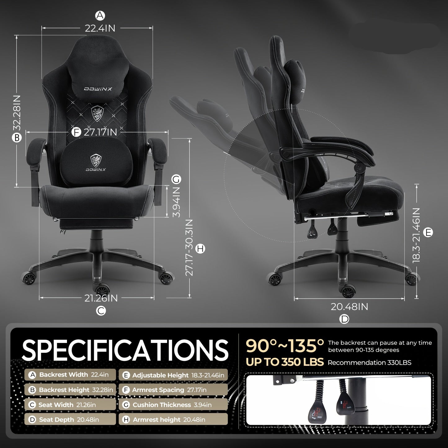 Gamingstoel – Gamestoel – Bureaustoel – Computerstoel – Werkstoel – Met Rugsteun en Uitschuifbare Voetsteun – Ergonomisch Met Metalen Frame – Comfortabel Zacht Kussen