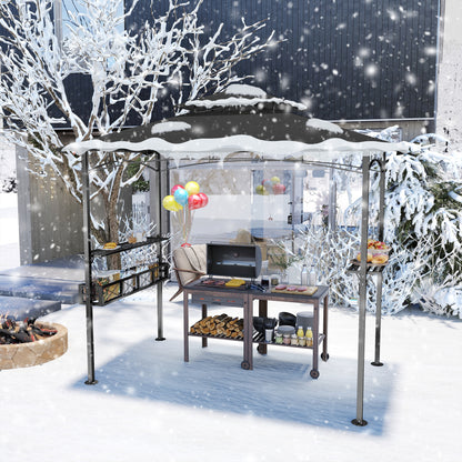 BBQ Overkapping – BBQ Paviljoen – Tuinpaviljoen – Barbecue Tent – Tuinoverkapping – Beige Zwart – Stevig Metaal Frame – Water- en UV-bestendig Doek – 244x138x250 cm