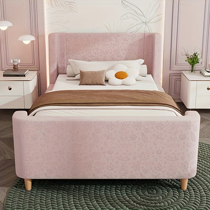 Bedframe – Eenpersoonsbed – Slaapbank – Kinderbed – Jeugdbed – Roze Bamboe Bedframe – Modern Design – Lichtgewicht & Duurzaam